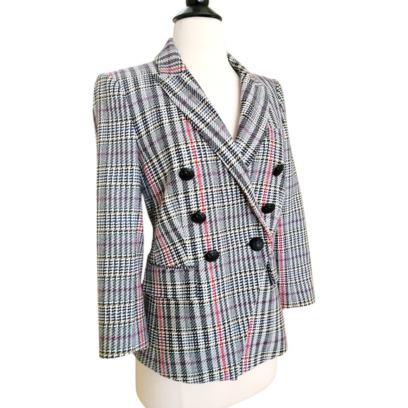 Veronica Beard Empire Houndstooth Plaid Dickey Miller Blazer Jacket Black 2 - Picture 4 of 10